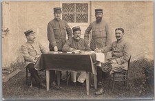 c1910s WWI FRANCE Military Real Photo RPPC Postcard French Officers at Table picture