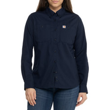 Carhartt 103106 Women’s Navy Long Sleeve Rugged Canvas Shirt Size S (4-6) picture
