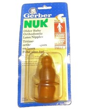 Vintage Gerber Nuk 2 Pack LATEX 2 Bottle Nipples Orthodontic FAST Flow SIZE 3 picture