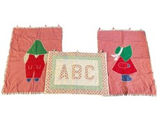 Vintage Handmade Sun Bonnet Sue & Overall Sam ABC Quilt Wall Hangings Kids Room picture