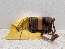 Authentic Vtg FENDI s.a.s. Pequin Stripe Flap Crossbody Bag w/ Dust Bag ITALY picture