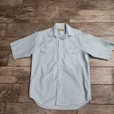 Vintage Sunweave blue & white striped western snap button up shirt Mens medium picture
