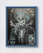Faris Original 12x16 Expressionist Skeleton Andy Warhol Campbell's Painting picture