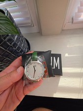 RLM Robert Lee Morris Women's Watch Textured White Dial Green Leather Strap NEW picture