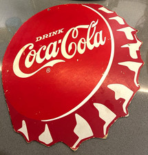 Vintage Coca-Cola bottle cap wall sign Card Stock 40s-50s picture