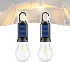 2Pcs Solar Powered Hanging LED Light Bulb Outdoor Waterproof Tent Camping Lights picture