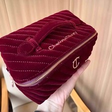 Large Wine Red Velvet Makeup Bag Travel Toiletry Organizer picture