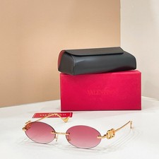 Valentino VLX‑124A Rimless Oval Sunglasses Gold Frame Pink Gradient Lens picture