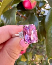 Elegant 6.30 Ct Cushion Cut Pink Sapphire Diamond Engagement Ring 14K White Gold picture