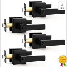 Probrico 4 Pack Matte Black Square Privacy Door Levers Heavy Duty Keyless - New picture