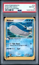 Pokemon 2003 EX Ruby & Sapphire Wailord Holo Rare 14/109 English PSA 9 picture