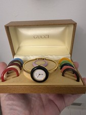 Vintage Gucci Interchangeable Multi Color Bezel Ladies Wristwatch W/Box 1100-L picture