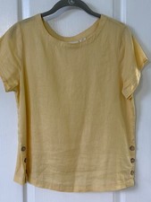 Cynthia Rowley 100% Linen Soft Yellow  SZ Small Short Sleeve Blouse Buttons picture