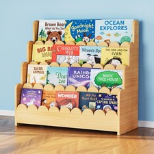 SpaceAid 4Tier Scalloped Bookshelf, Montessori Bookcase for Toddlers, Wooden ... picture