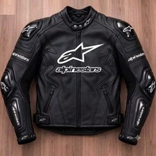 Men's Leather Motorcycle Racing Jacket Black CE Armor Sport Bike Bike picture