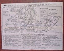 Historic Boston Cambridge Tourist Info c. 1920's cartoon pictorial city map picture