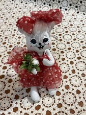 Annalee Doll All My Hearts Love Mouse Red Dress Bouquet Flowers Plush Y2K picture