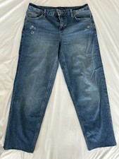 Boden Boyfriend Jeans US 6 UK 10R Cropped Raw Hem Distressed Medium Wash Denim picture