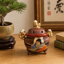 Japanese Incense Burner Vintage Porcelain Lidded Censer picture