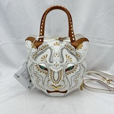 Braccialini Firenze Womens Tema Leopardo Crossbody Bag Leather White Multi picture