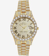 Men Gold Bling Watch Hip Hop Iced Out Quartz Luxury Diamond Style Wristwatch picture