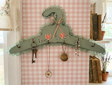 Vintage Hand Painted Decorative Jewelry or Key Organizer. Lace & Ribbon Accents picture