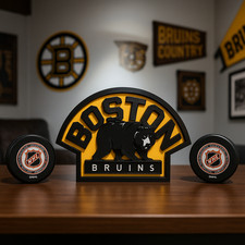 Boston Bruins 3D Printed Sign Black Gold Hockey Wall Decor Man Cave picture