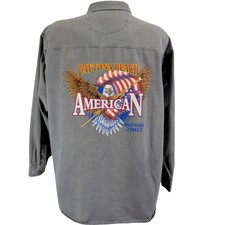 Vintage 2002 Daytona Beach Bike Week Button Front Shirt Eagle Graphic Men’s XL picture