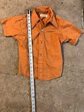 Vintage 70s Brent Montgomery Ward Orange Shirt Size 8 Point Collar Mod picture