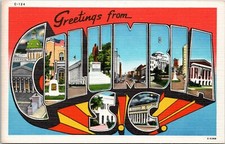 Large Letter Greetings from Columbia South Carolina - Vintage linen Postcard picture