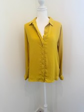 H&M Mustard Yellow Long Sleeve Blouse - Size US 8 Concealed Button picture