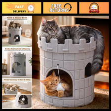 Cozy Indoor Cat Castle House, Soft Felt Cat Cave with Fluffy Ball Toy picture