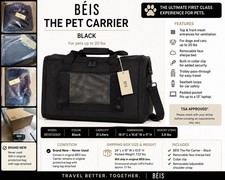 BÉIS The Pet Carrier Black- Dog Or Cat Travel Bag 20 lb TSA Approved NEW w/ Tags picture