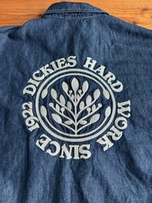 Dickies Hard Work Since 1922 Shirt Embroidered Hemp Cotton Chambray Denim Mens L picture