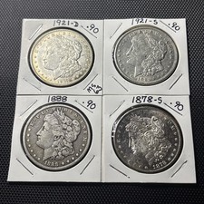 4 Morgan Silver Dollar Lot 1878-S 1888 1921-D 1921-S 90% Silver Actual Coins picture