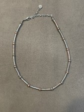 Vintage Signed Napier Two Tone Cable Choker Necklace Silver Gold Tone Stations picture