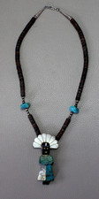 Wonderful Hand Made Sterling Silver and Stones Kachina Fetish Necklace picture