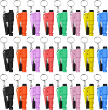24 Pcs Car Window Breaker Key Chains, 3 in 1 Glass Breaker Seat Belt Cutter picture