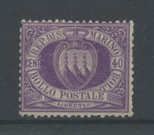 SAN MARINO 1877 40C. LILAC ** CERT. picture