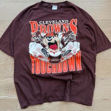 Vintage 1990 Cleveland Browns Taz Touchdown dark chocolate shirt VK16593 picture