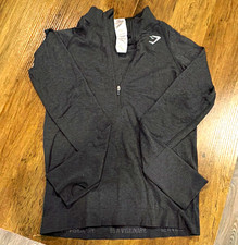 Gymshark Gray 1/4 Zip Mock Neck Long Sleeve Pullover Women’s Size M picture