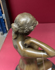 Bronze Sculpture Statue Woman Marble Decor Paris Necklace Lady Female Art picture