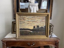  19thC Antique Impressionist Landscape Oil Painting On Board picture