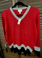 Talbots Women's 💯% Cotton Knit Sweater Small V- Neck Long Sleeve New  picture