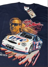 Vintage Rusty Wallace T-Shirt Nascar Miller Lite 90s XL Shirt Sleeve Blue picture