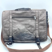 Vintage Apple Macintosh Leather Messenger Briefcase Laptop Bag Brown Logo picture