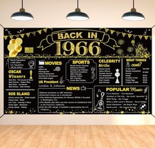 60Th Birthday Black Gold Party Decoration, Back in 1966 Banner 60 Year Old Birth picture