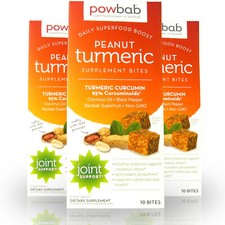 powbab Peanut Turmeric Supplement Bites Protein Snack, Organic Curcumin Joint x3 picture
