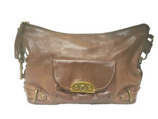 RARE FOSSIL VINTAGE PEBBLED LEATHER CLASSIC BOHO BROWN LEATHER PURSE BRASS KEY picture
