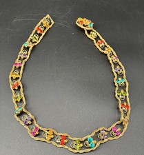 VTG JULIANA DELIZZA ELSTER RHINESTONE SCROLLWORK GOLD TONE MESH BELT - READ picture
